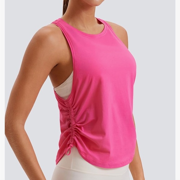 NWT L PINK MOISTURE WICKING RUCHED SIDE SOFT WORK OUT TANK TOP - Picture 1 of 5